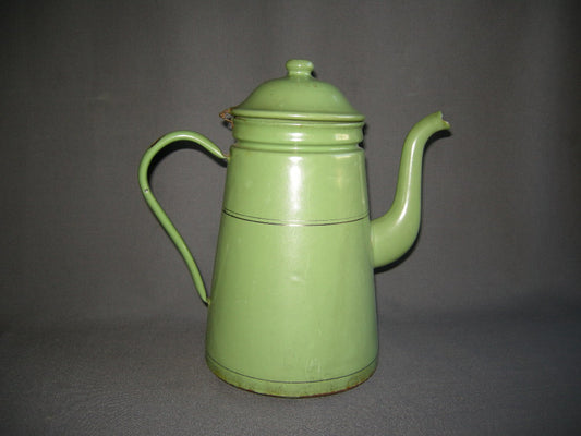 emaille resedagroen 004. grote koffiepot