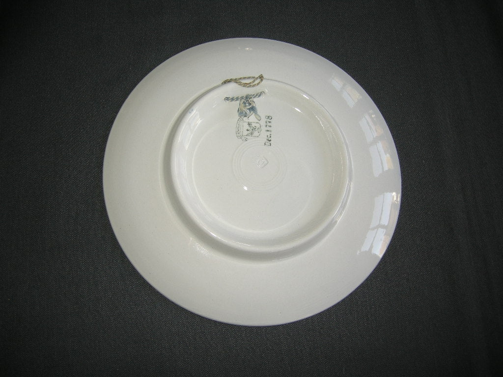 Elsterwerda Keramik blauw - witte wandborden 008. doorsnee 23 cm.