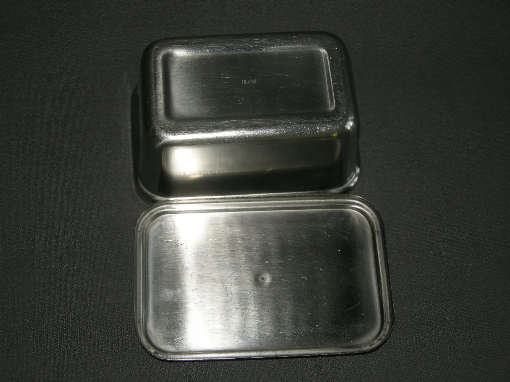 roestvrijstaal 010. botervloot met afgeplat knopje op deksel
