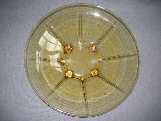 glas - kristal geel 031. schaal O30,5 cm.