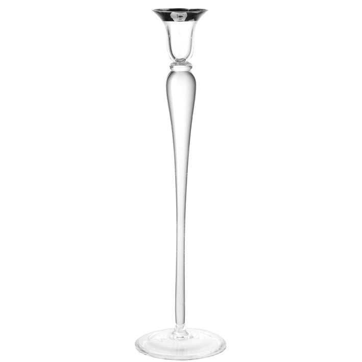 LEONARDO Tender kandelaar met zilverkleurig accent hoogte 35 cm