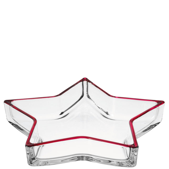 LEONARDO Star schaal met rood accent hoogte 30 cm