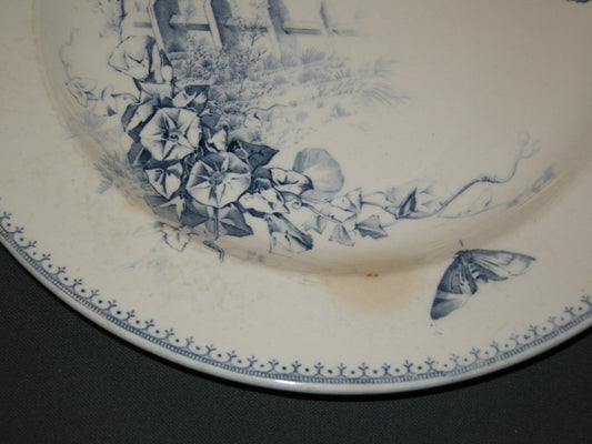 Petrus Regout Malaga blauw met gladde rand schaal O33,5 cm.