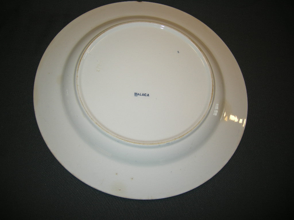 Petrus Regout Malaga blauw met gladde rand schaal O33,5 cm.