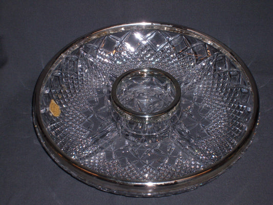 Gebruikt glas - kristal presenteerschalen 657. vakschaal met verzilverde rand