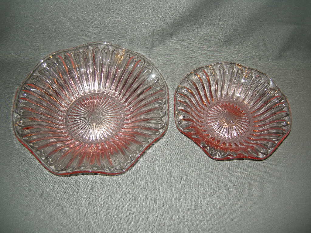 gebruikt glas - kristal rose 069. schalenset rond schulp