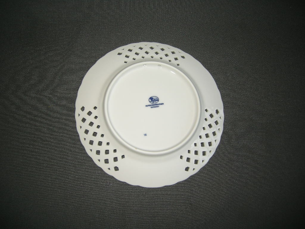 Hütschenreuther Blau Zwiebelmuster ajour bord O17,5 cm.