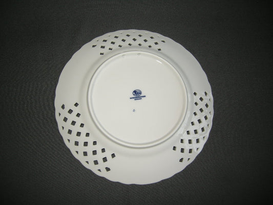 Hütschenreuther Blau Zwiebelmuster ajour bord O21,5 cm.