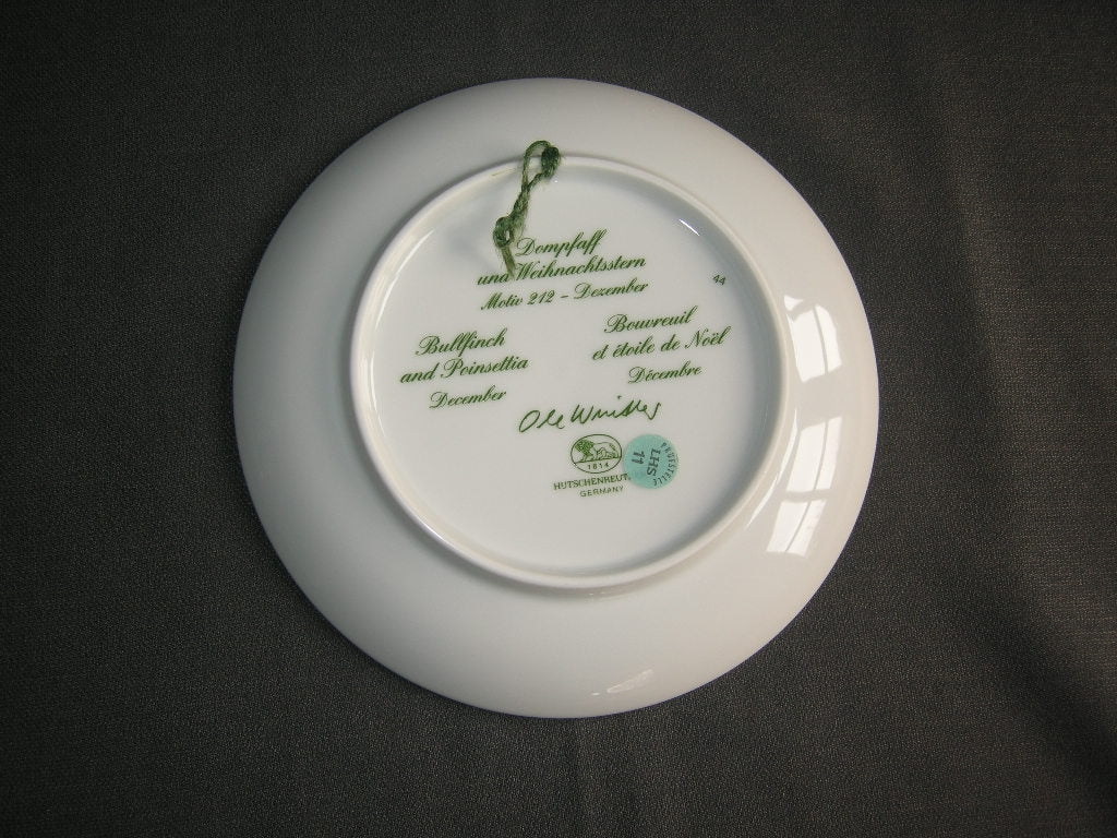 Hütschenreuther van de maand bordje O16 cm. serie 1 Dezember