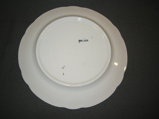 Petrus Regout Malaga blauw met geschulpte rand bord d O23,5 cm.