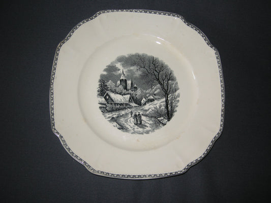 Societe Ceramique Landschap dinerborden met beschadiging