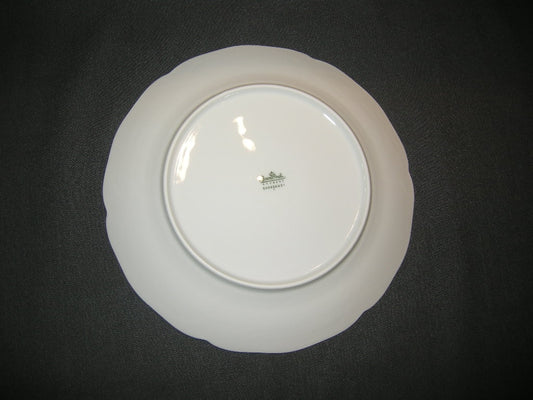 Rosenthal Sanssouci spierwit met bruin/rose roos + goudkleurig randje ontbijtbord