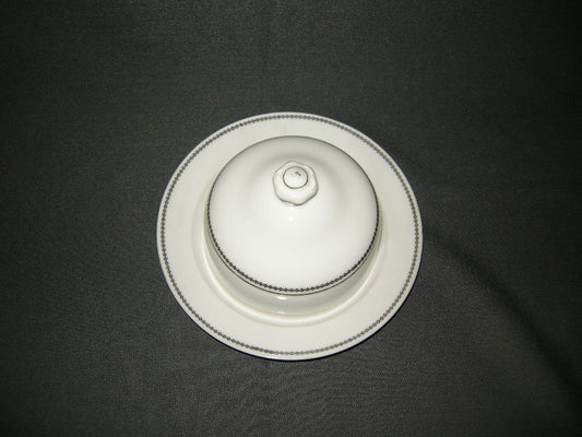 Rosenthal 155 630 wit met zwart geblokt décorrandje botervloot