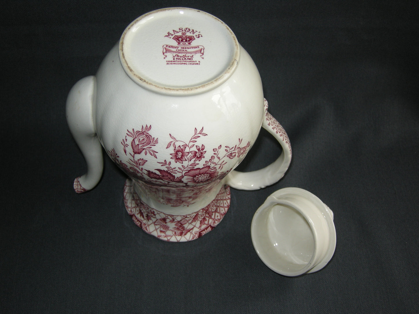 Mason's Stratford rood koffiepot met beschadiging