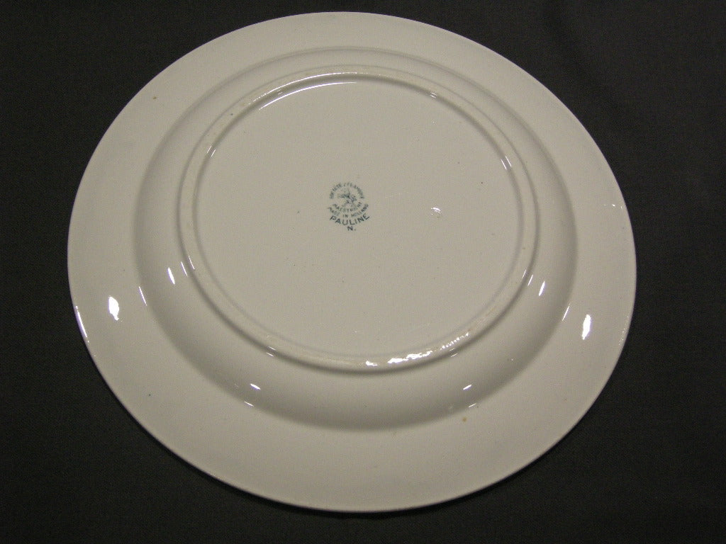 Societe Ceramique Pauline petrol ronde platte schaal O 29,5 cm.