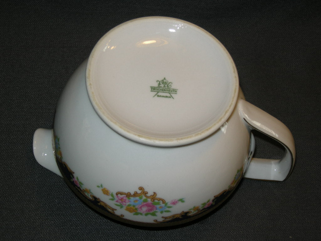 Tirschenreuth wit met goud / donkerblauw / bloemdecor sauskom