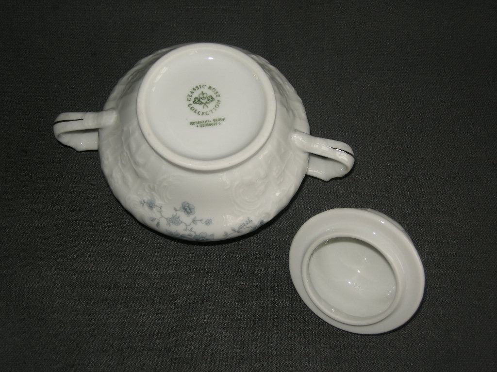 Rosenthal Sanssouci spierwit met blauw / grijze bloemetjes suikerpot