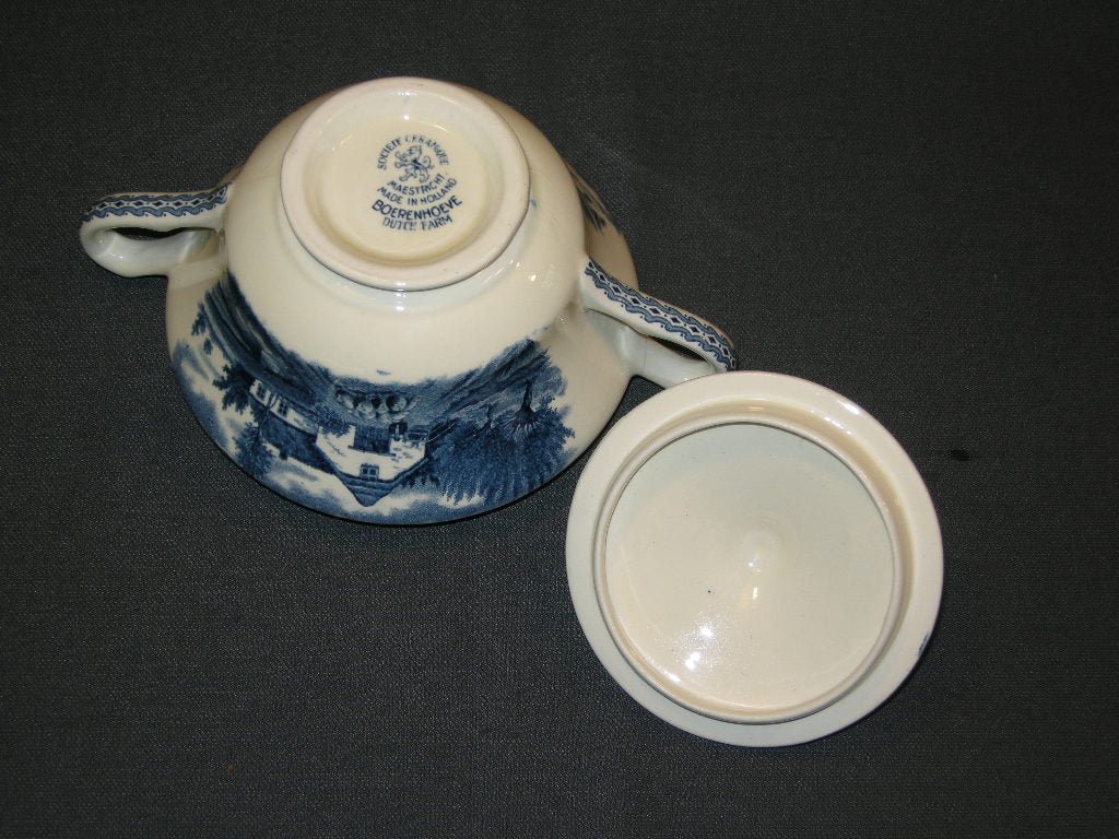 Societé Ceramique Boerenhoeve blauw suikerpot