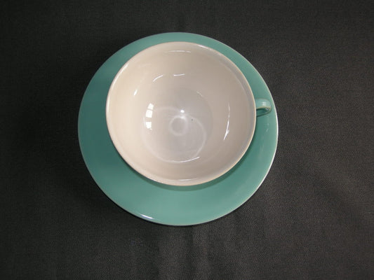 Huizen pastel aqua theekop & schotel