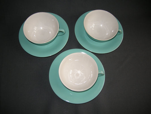 Huizen pastel aqua theekop & schotels met minimale beschadiging