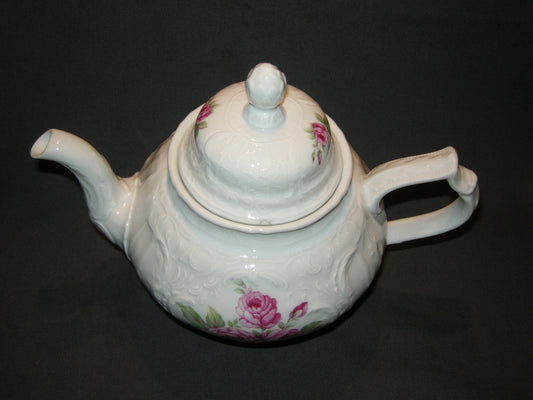 Rosenthal Sanssouci spierwit rose pioenroos theepot