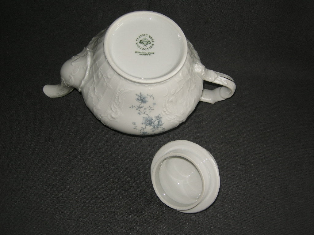 Rosenthal Sanssouci spierwit met blauw / grijze bloemetjes theepot