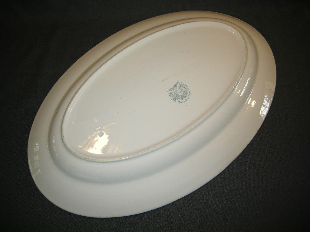 Villeroy & Boch roomwit met petrolkleurig decor vleesschaal