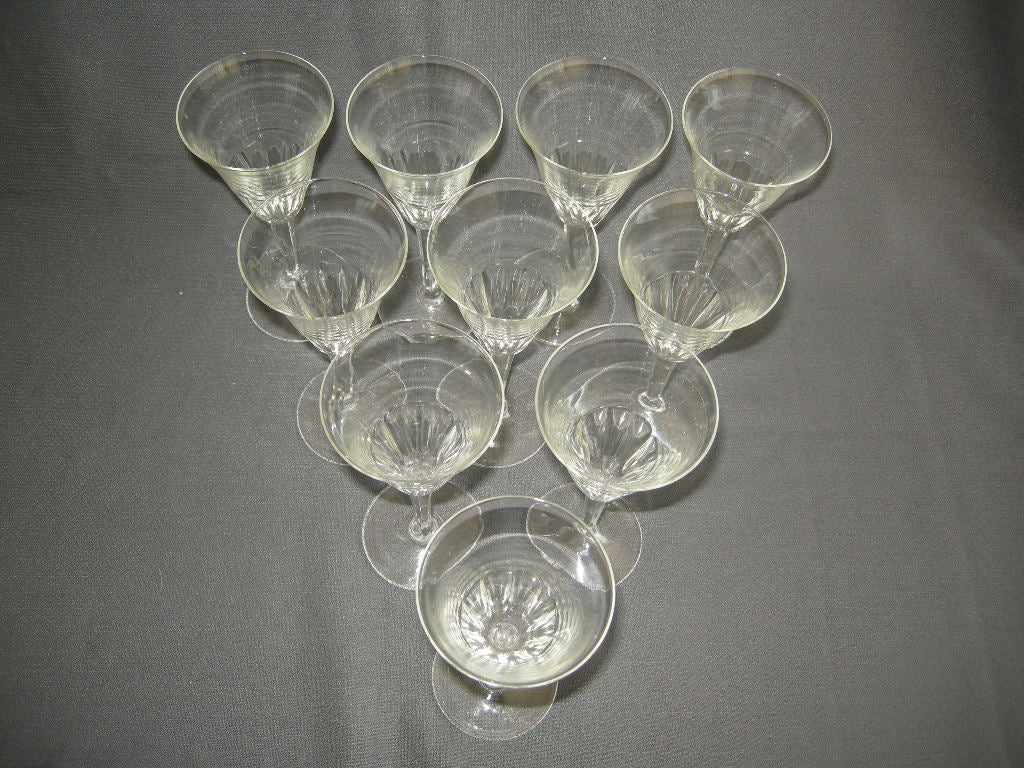 glas - kristal diverse glazen 001a. 10 glazen met geslepen been en facetten in kelk