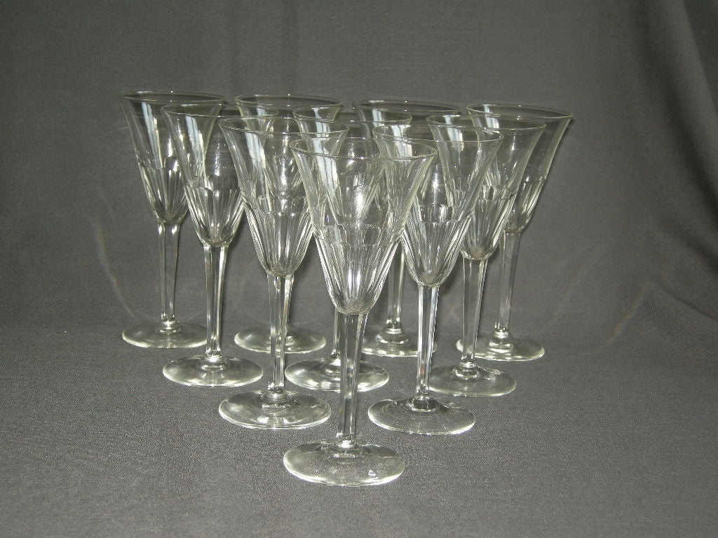 glas - kristal diverse glazen 001a. 10 glazen met geslepen been en facetten in kelk