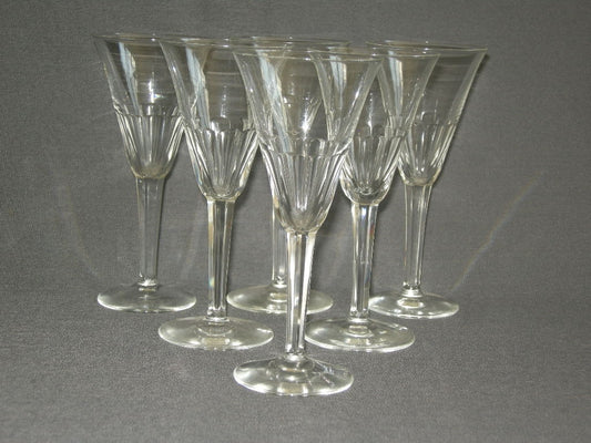 glas - kristal diverse glazen 001b. 6 glazen met geslepen been en facetten in kelk