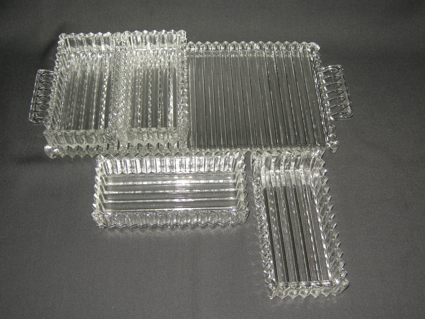 gebruikt glas - kristal presenteerschalen 002. 5-delige presenteerschaal
