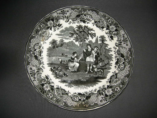 Petrus Regout Ruth & Boaz zwart 002. bord O25,8 cm.