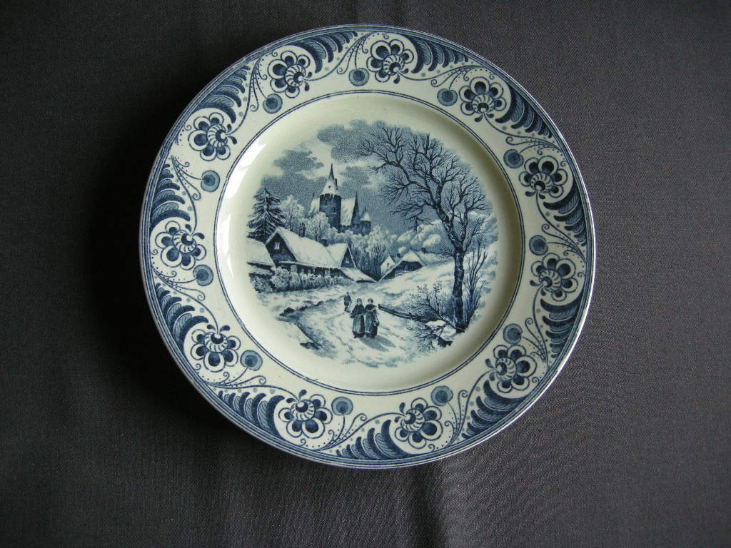 Societe Ceramique Landschap blauw wandbord nr. 2
