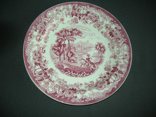 Petrus Regout Amazone rood 002. bord O25,5 cm. kleurloze craquelé + stukje uit rand