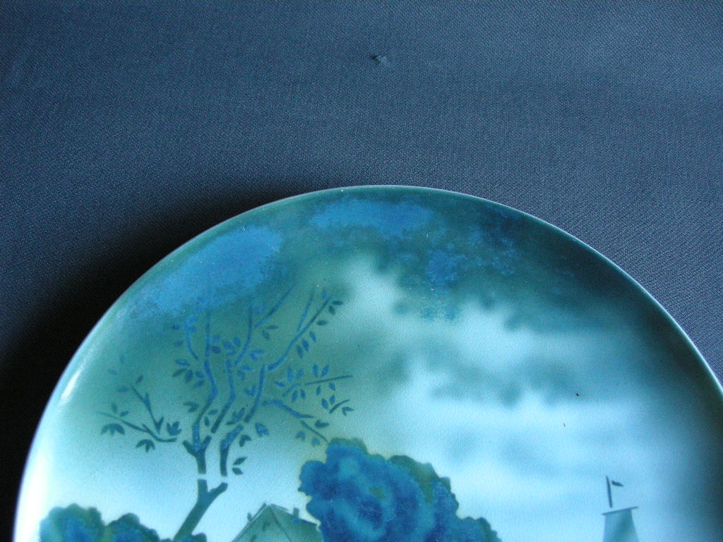 Societe Ceramique diverse wandborden blauw 002. decor S 4 bootje