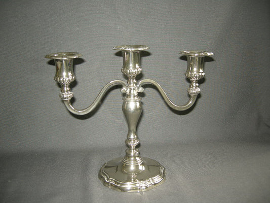brocante verchroomd 002. lage kandelaar