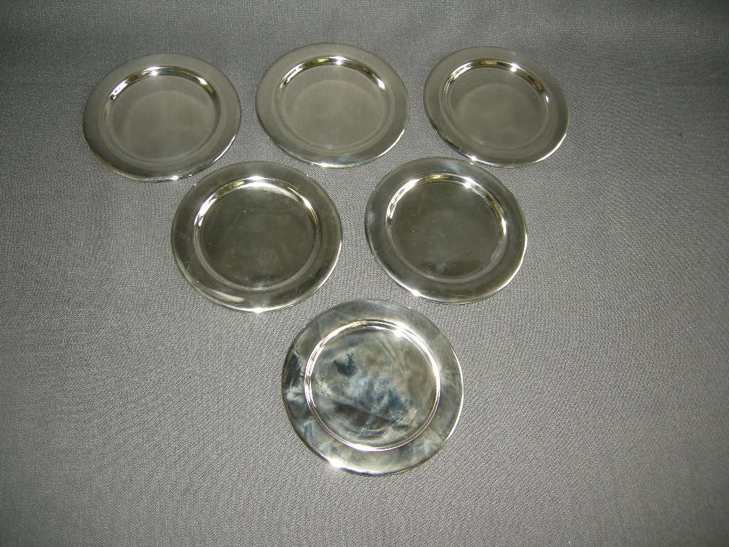 brocante verzilverde onderdelen 003. set van 6 onderzetters