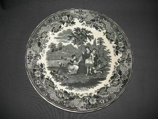 Petrus Regout Ruth & Boaz zwart 003. bord O25,8 cm.