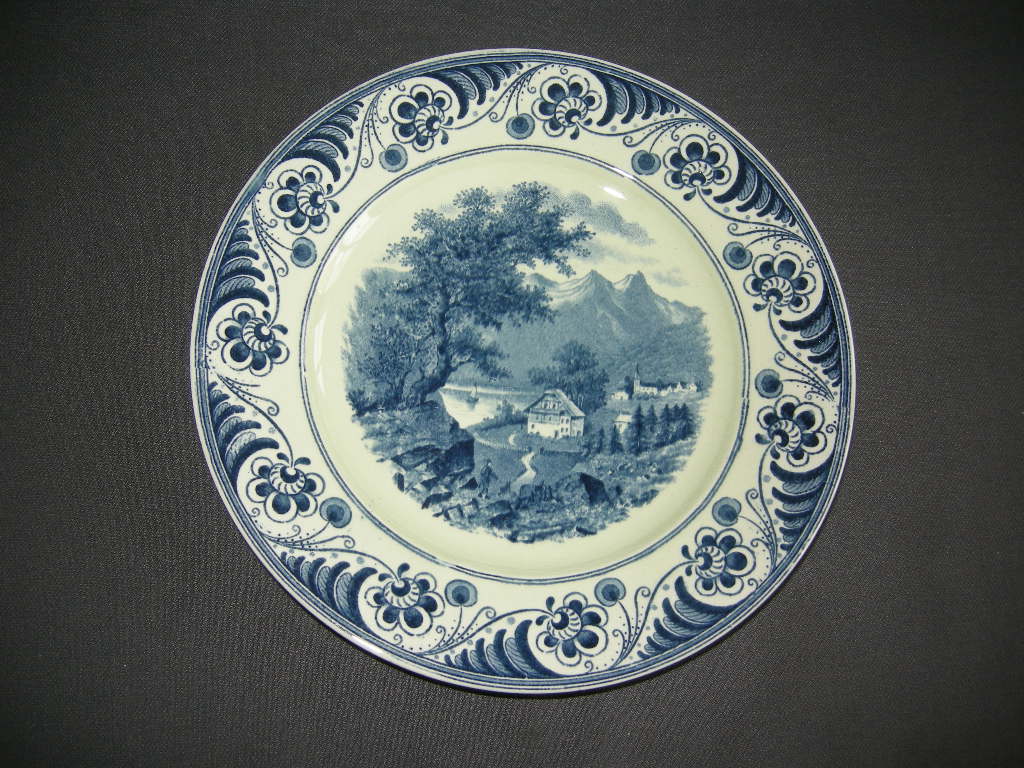 Societe Ceramique Landschap blauw wandbord nr. 3