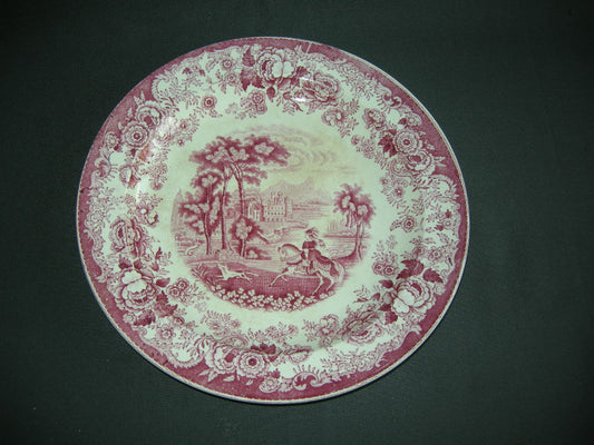 Petrus Regout Amazone rood 003. bord O25,5 cm. fijne craquelé met lichte verkleuring