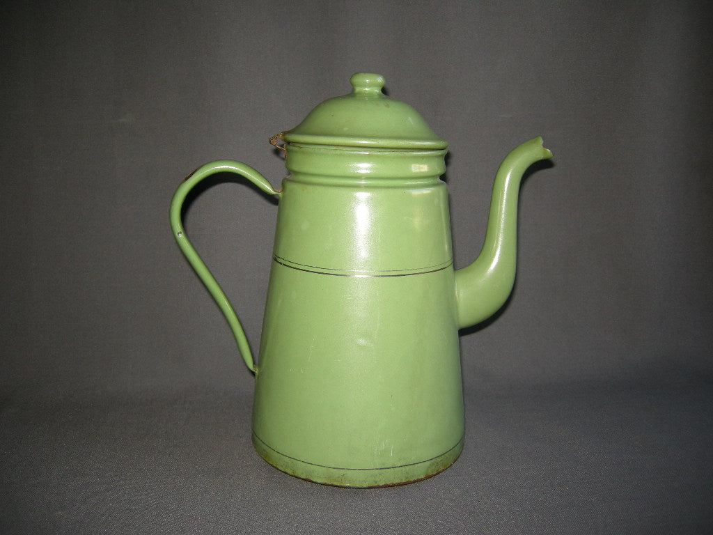 emaille resedagroen 004. grote koffiepot