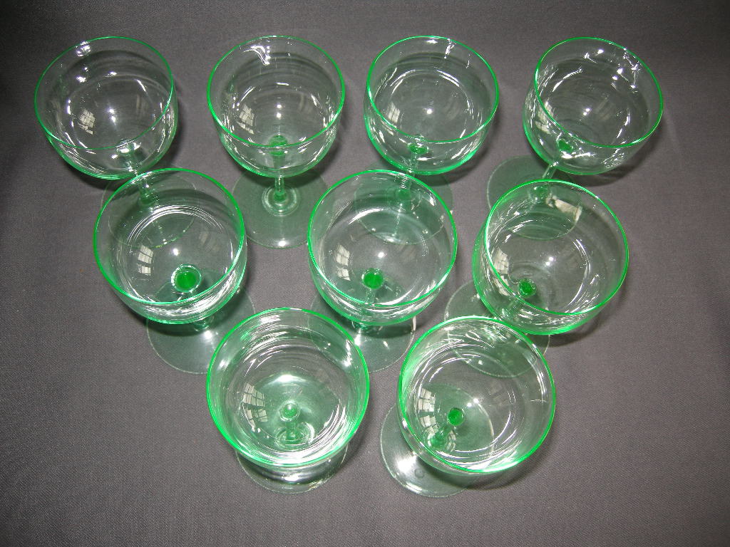 glas - kristal annagroen 004. set van 9 glazen