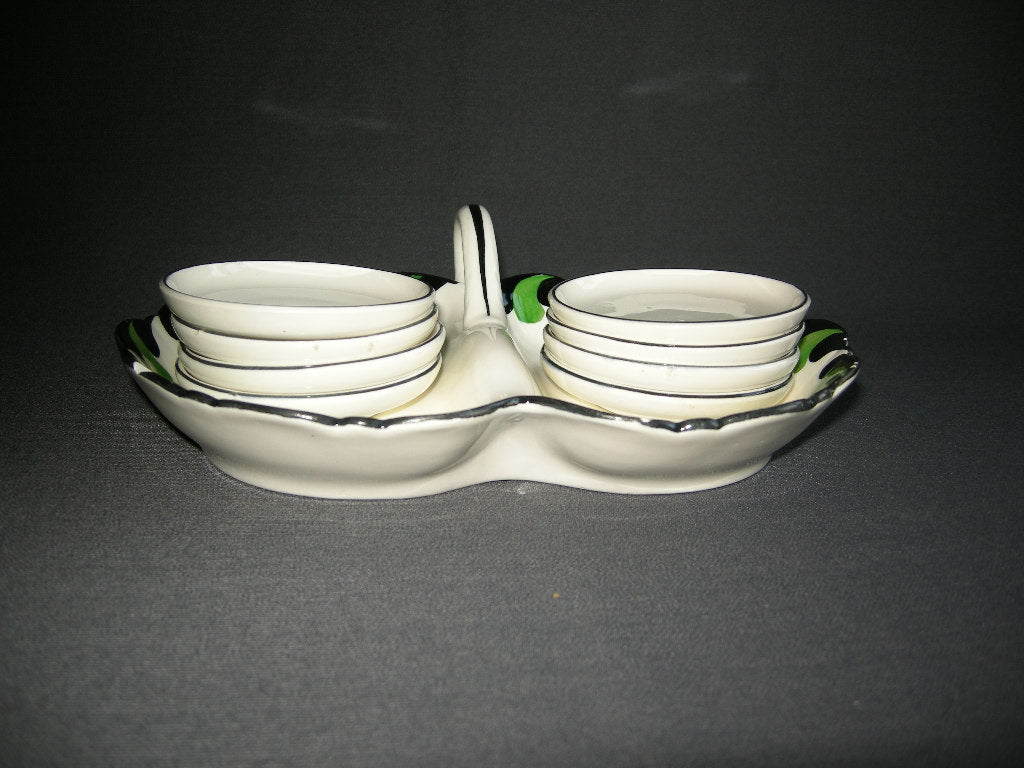 diverse petit-fourstellen en -bordjes 004. decor 578 9-delige set