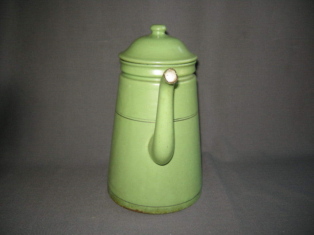 emaille resedagroen 004. grote koffiepot