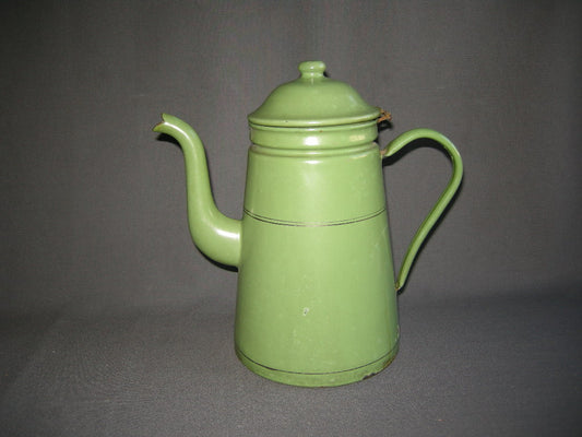 emaille resedagroen 004. grote koffiepot