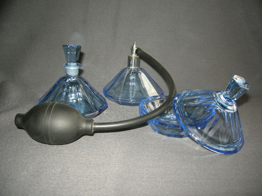 glas - kristal lichtblauw glas 006. 3-delige kaptafelset
