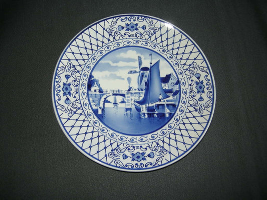 Elsterwerda Keramik blauw - witte wandborden 008. doorsnee 23 cm.
