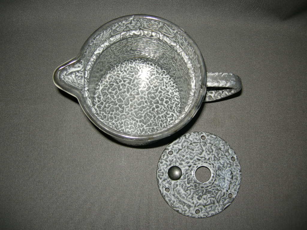 emaille grijs gewolkt 008. melkkoker met deksel