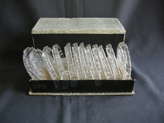 glas - kristal onderzetters 001a. 12 stuks in oud doosje