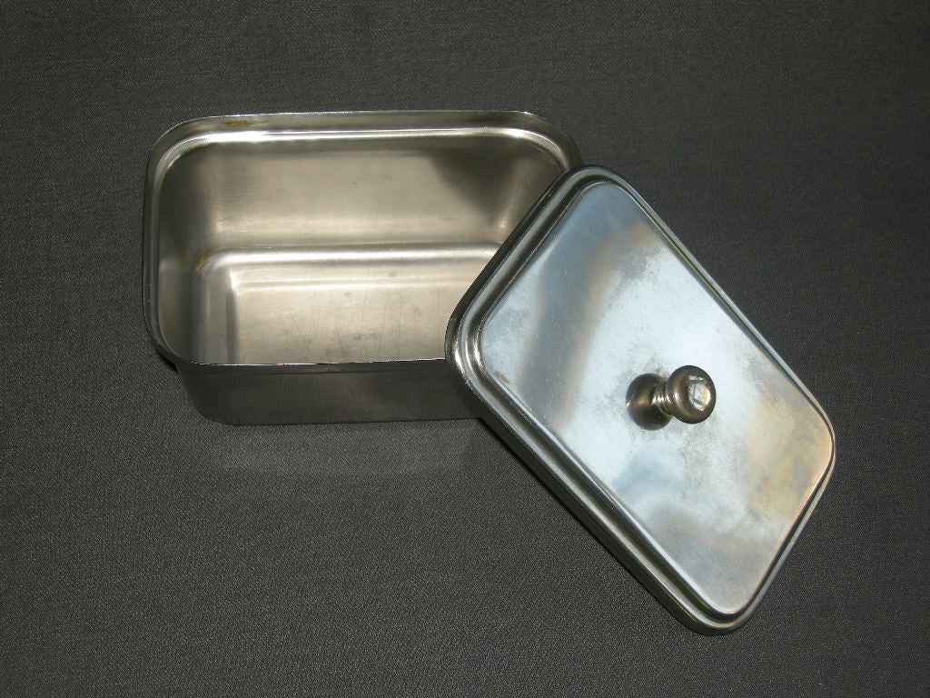 roestvrijstaal 010. botervloot met afgeplat knopje op deksel